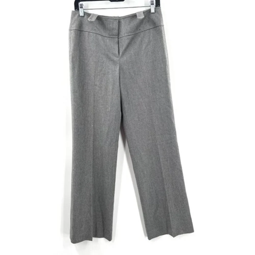 Ann Taylor mid rise grey wool wide leg‎ MARGO dress pants career work 4 READ
